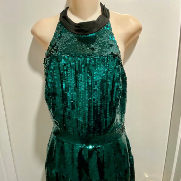 9) Karen Millen Christmas Event Whimsigoth Bling Pleated Sequin Maxi Dress 4/6 - Picture 3 of 12